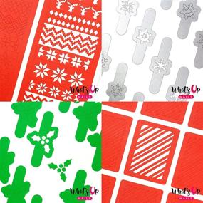 img 3 attached to 🎄 Christmas Nail Vinyl Stencils Set - 4 Pack (Wrapping Paper, Holly, Knit Your Own Sweater, Silver Jolly Snowflake) by Whats Up Nails for Trendy Nail Art Designs