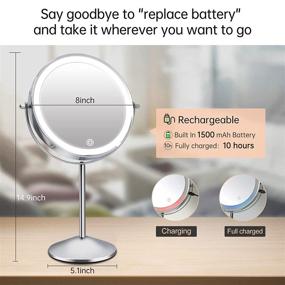 img 2 attached to Rechargeable Double Sided Lighted Makeup Mirror with 10x Magnification, Adjustable ✨ Brightness and Rotation - Table Top Vanity Mirror with Lights for Beauty Enthusiasts