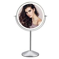 rechargeable double sided lighted makeup mirror with 10x magnification, adjustable ✨ brightness and rotation - table top vanity mirror with lights for beauty enthusiasts логотип