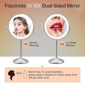 img 1 attached to Rechargeable Double Sided Lighted Makeup Mirror with 10x Magnification, Adjustable ✨ Brightness and Rotation - Table Top Vanity Mirror with Lights for Beauty Enthusiasts