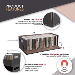 img 2 attached to CD Storage Box with Magnetic Opening - Holds 40 CD Cases for Media Shelf Storage and Organization