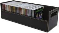 cd storage box with magnetic opening - holds 40 cd cases for media shelf storage and organization logo