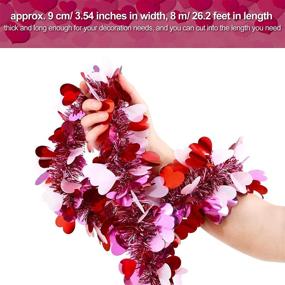 img 3 attached to ❤️ Sparkling 26.2 Feet Heart Tinsel Garland: Perfect Valentines Metallic Twist for Tree, Wreath, Wedding Party Décor – Red, Pink, White