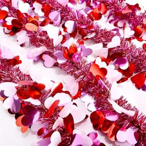 img 1 attached to ❤️ Sparkling 26.2 Feet Heart Tinsel Garland: Perfect Valentines Metallic Twist for Tree, Wreath, Wedding Party Décor – Red, Pink, White