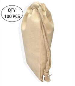img 3 attached to Маленькие хлопковые муслиновые сумки на шнурке