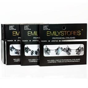 img 1 attached to 🌸 EMILYSTORES Flower Garden Tattoo Black Lace Paper Lashes: Hauntingly Beautiful Eyelashes for Halloween Party Costume