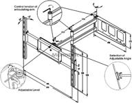 monoprice corner friendly full-motion articulating tv wall mount bracket: 37in to 70in, 110lbs max weight, extends 5.5in to 28.3in, vesa 700x500 logo