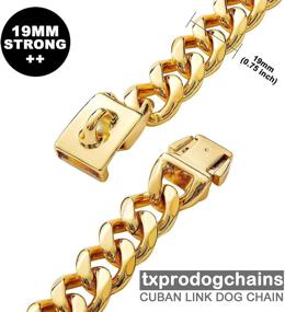 img 2 attached to 🐶 TXProDogChains Big Dog Collar with Buckle - Strong & Heavy Duty 19MM Wide Stainless Steel Metal 18K Gold Cuban Link Choke Chain Collar for Large Dogs