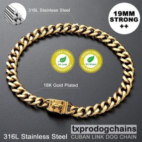 img 1 attached to 🐶 TXProDogChains Big Dog Collar with Buckle - Strong & Heavy Duty 19MM Wide Stainless Steel Metal 18K Gold Cuban Link Choke Chain Collar for Large Dogs