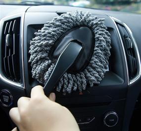 img 4 attached to 🚗 Gray GD Multi-functional Car Duster Cleaning Brush for Dirt and Dust, Effective Car Cleaning Tool - Mop and Dusting Brush Combination