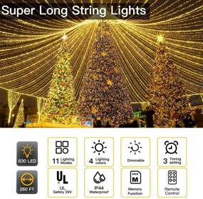 img 3 attached to 🎄 Ollny Christmas Lights 260FT - 630 LED Super Long Outdoor String Lights with Remote, Warm White & Color Changing, Plug in Waterproof for Wedding, Party, Holiday, Garden, Indoor Decorations - 11 Modes