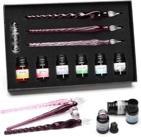 Glass Calligraphy Dip Pen & Ink Set Shimmering Colors