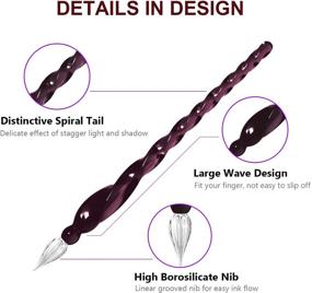 img 2 attached to EssShop 3-Piece Set: Purple Glass Calligraphy Pens & Crystal Glass Dip Pen with Color Ink - Ideal for Signatures, Beginner Journaling, Lettering, Drawing, and Gift Decoration - Art Supplies