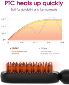 img 2 attached to 🔥 Керамическая щетка для выпрямления волос: Быстрый нагрев и 5 уровней температуры, безопасное и простое использование для шелковистых волос - Антиожоговое и Автоматическое складывание