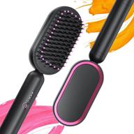 🔥 ceramic hair straightener brush: fast heating & 5 temperature levels, safe & easy to use for silky hair - anti-scalding & automatic shedding logo