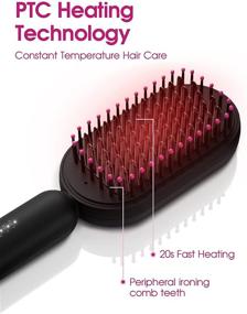 img 1 attached to 🔥 Ceramic Hair Straightener Brush: Fast Heating & 5 Temperature Levels, Safe & Easy to Use for Silky Hair - Anti-Scalding & Automatic Shedding