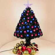 mini fiber optic christmas tree: 2ft tabletop xmas tree with multicolored led lights - perfect for indoor diy holiday decor! logo