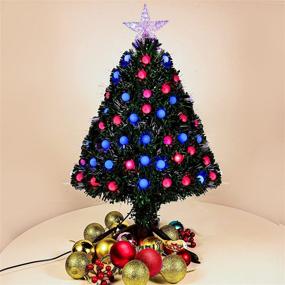 img 4 attached to Mini Fiber Optic Christmas Tree: 2ft Tabletop Xmas Tree with Multicolored LED Lights - Perfect for Indoor DIY Holiday Decor!