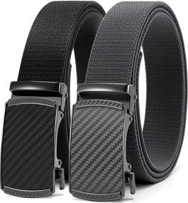 img 4 attached to 🏌️ CHAOREN Elastic Stretch Golf Belt, 2 Pack Nylon Ratchet Belt - Essential Men's Casual Belts with Adjustable Fit