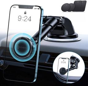 img 4 attached to 🚗 Ultimate Car Phone Holder: [Bumps Friendly] andobil Magnetic Mount for iPhone 12/11/Samsung - Universal Dashboard & Windshield Mount with Strong Magnet