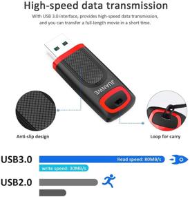 img 1 attached to Флеш-накопитель USB 3.0 Juanwe на 32 ГБ - высокоскоростная память до 80 МБ/с для резервного хранения данных - портативный USB-накопитель с LED-индикатором (красно-черный)