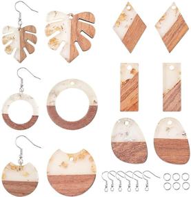 img 4 attached to 🔮 OLYCRAFT 92pcs Resin Wooden Earring Pendants: Vintage Mixed Shaped Jewelry Findings for Necklace and Earring Making - Mixed Style Collection