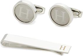 img 4 attached to Copper Engraved Initial Cufflinks Clip Men's Accessories for Cuff Links, Shirt Studs & Tie Clips