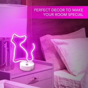 img 1 attached to 🎀 DANIDEER Pink LED Neon Sign Art Decorative Lights Table Decoration Neon Lamp with Base for Kids' Boy and Girl Bedroom - Unique Gift Ideal for Any Occasion