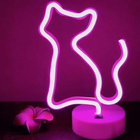 img 4 attached to 🎀 DANIDEER Pink LED Neon Sign Art Decorative Lights Table Decoration Neon Lamp with Base for Kids' Boy and Girl Bedroom - Unique Gift Ideal for Any Occasion