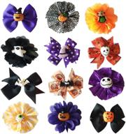 🐾 12pc halloween thanksgiving day dogs collar flowers & bow ties set for medium puppies & cats - pet show collar attachment accessories costume logo