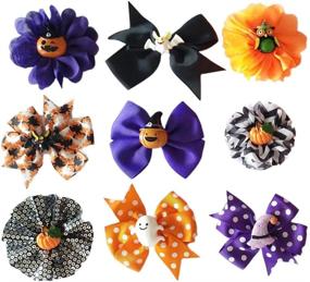 img 3 attached to 🐾 12pc Halloween Thanksgiving Day Dogs Collar Flowers & Bow Ties Set for Medium Puppies & Cats - Pet Show Collar Attachment Accessories Costume