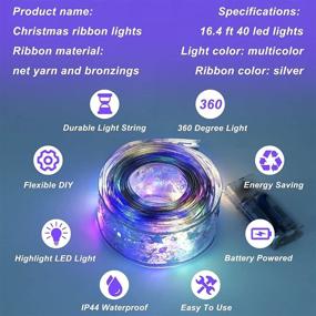 img 2 attached to 🎄 MILEXING 16.4 ft 50 LED Shining Ribbon Fairy Lights for Christmas Tree Decor - Indoor/Outdoor Christmas Decorations for Home, Party, Weddings