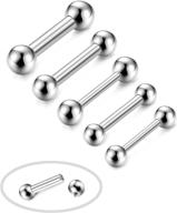 udalyn 5pcs stainless steel internally threaded tongue ring set 6-14g for straight body piercing logo