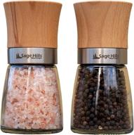 🌳 beech wood salt and pepper grinder set with adjustable coarseness - enhancing seo logo