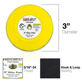 img 3 attached to 🔄 Versatile 3" Hook and Loop Sanding Backup Pad with 5/16-24 Female Thread - TGR130301 (1 Pack): Reliable and Efficient Sanding Solution