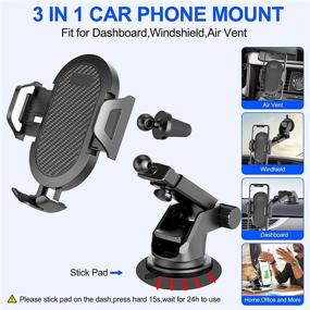 img 3 attached to 📱 TELLGO Universal Car Phone Mount | Upgraded Hands-Free Smartphone Stand for Dashboard, Windshield, Air Vent & Home | Compatible with iPhone 12, 13, Pro Max, 11, Xs Max, XR, X, 8, 7, 6, Galaxy S20, Note 10 Plus & All