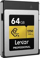 💾 карта памяти lexar professional 64 гб cfexpress тип b, высокоскоростное чтение 1750 мб/с, запись видео raw 4k, совместима с pcie 3.0 и nvme (lcfx10-64gcrbna) логотип