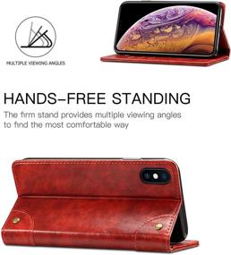 img 2 attached to 📱 SINIANL iPhone Xs/X Leather Wallet Folio Case - Book Design Flip Cover with Stand, ID Card Slot, and Magnetic Closure