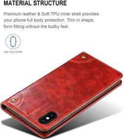 img 1 attached to 📱 SINIANL iPhone Xs/X Leather Wallet Folio Case - Book Design Flip Cover with Stand, ID Card Slot, and Magnetic Closure