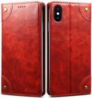 📱 sinianl iphone xs/x leather wallet folio case - book design flip cover with stand, id card slot, and magnetic closure logo