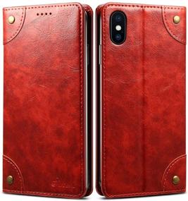 img 4 attached to 📱 SINIANL iPhone Xs/X Leather Wallet Folio Case - Book Design Flip Cover with Stand, ID Card Slot, and Magnetic Closure