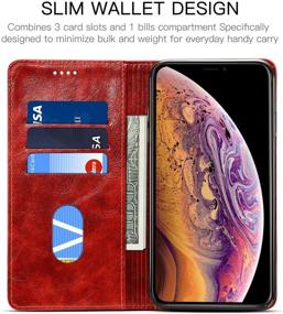 img 3 attached to 📱 SINIANL iPhone Xs/X Leather Wallet Folio Case - Book Design Flip Cover with Stand, ID Card Slot, and Magnetic Closure