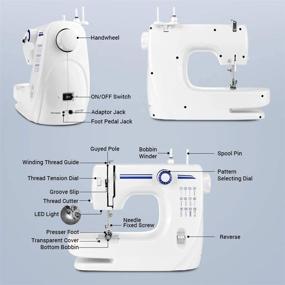 img 3 attached to Mini швейная машина Nidouillet: портативная автоматическая с 12 встроенными стежками и 2 скоростями - полный набор для начинающих с педалью: домашний инструмент для шитья - AB218