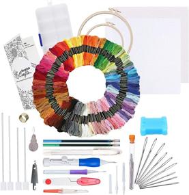 img 4 attached to 🧵 Beginner's Punch Needle Embroidery Kit - Cross Stitch Starter Kit for Adults - Needlepoint Supplies with Magic Pen, 100 Color Threads, 2 Hoops, 2X Embroidery Cloths & Instructions - DIYerClub Crafts
