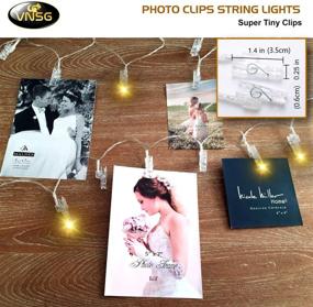 img 1 attached to Versatile VNSG 40 LED Photo Clip String Lights: Ideal for Bedroom Wall Decor, Picture Hanging, Christmas Cards, Wedding Photos! Battery or Plug-In, 20ft Soft White Fairy Lights