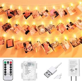 img 4 attached to Versatile VNSG 40 LED Photo Clip String Lights: Ideal for Bedroom Wall Decor, Picture Hanging, Christmas Cards, Wedding Photos! Battery or Plug-In, 20ft Soft White Fairy Lights