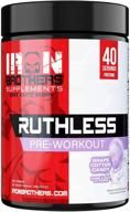 iron brothers ruthless preworkout powder supplement - creatine free - sustainable performance energy & workout focus, superhuman pre workout - 40 serve - nitric oxide booster - grape - for men & women logo