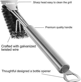 img 2 attached to 🔥 Premium 3-in-1 Stainless Steel Grill Brush: Powerful Scraper & Bristles, Durable Solid Handle