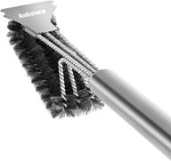 🔥 premium 3-in-1 stainless steel grill brush: powerful scraper & bristles, durable solid handle logo