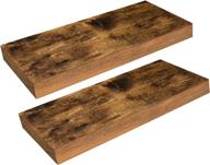 📚 hoobro floating shelves, set of 2 wall shelf with invisible brackets - 15.7 inch hanging shelf for bathroom, bedroom, toilet, kitchen, office, living room decor - rustic brown bf40bj01 logo